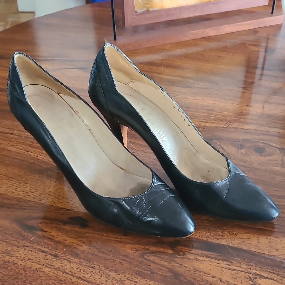Sleek Black Pointed Toe Heels with Medium Heel